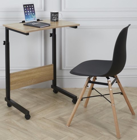STOLIK POD LAPTOPA Z KÓŁKAMI BIURKO DOSTAWIANE DO FOTELA KANAPY BRĄZOWY MODERNHOME