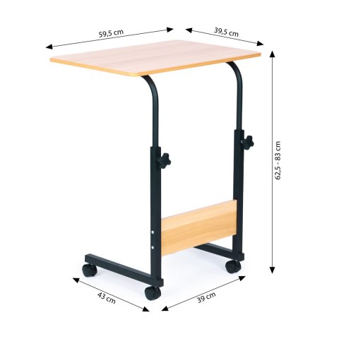 STOLIK POD LAPTOPA Z KÓŁKAMI BIURKO DOSTAWIANE DO FOTELA KANAPY BRĄZOWY MODERNHOME