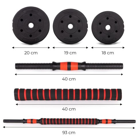HANTLE REGULOWANE 2 X 10KG SZTANGA ZESTAW 20KG GRYF