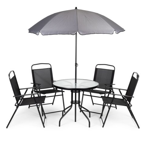 KOMPLET MEBLI OGRODOWYCH STOLIK 4 KRZESŁA PARASOL MULTIGARDEN