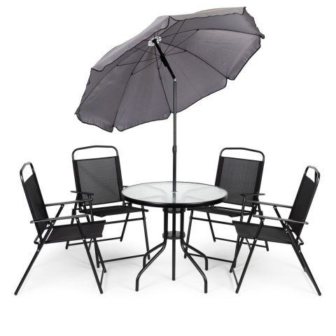 KOMPLET MEBLI OGRODOWYCH STOLIK 4 KRZESŁA PARASOL MULTIGARDEN