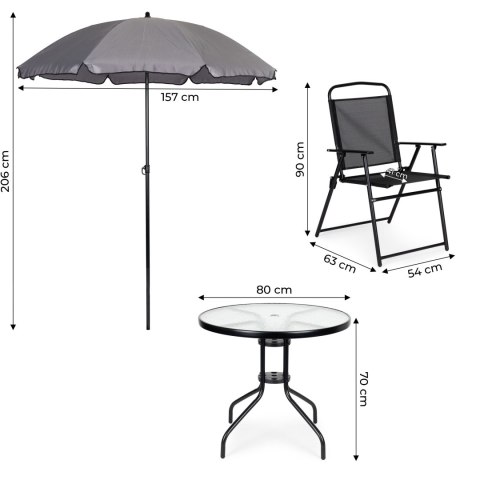 KOMPLET MEBLI OGRODOWYCH STOLIK 4 KRZESŁA PARASOL MULTIGARDEN