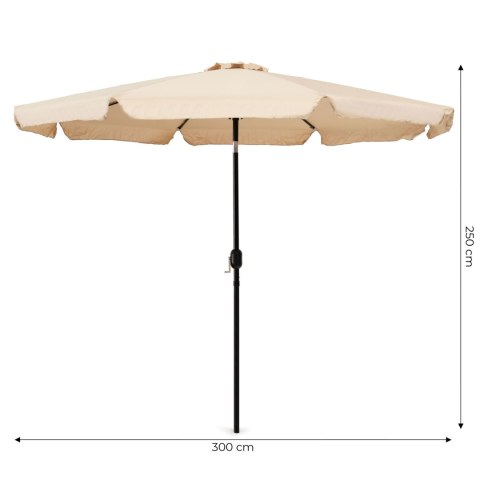 PARASOL OGRODOWY DUŻY 3 M SKOŚNY ŁAMANY Z KORBĄ BEŻ MULTIGARDEN