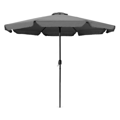 PARASOL OGRODOWY DUŻY 3 M SKOŚNY ŁAMANY Z KORBĄ SZARY MULTIGARDEN