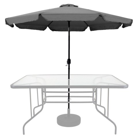 PARASOL OGRODOWY DUŻY 3 M SKOŚNY ŁAMANY Z KORBĄ SZARY MULTIGARDEN