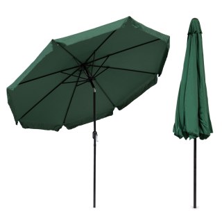 PARASOL OGRODOWY DUŻY 3 M SKOŚNY ŁAMANY Z KORBĄ ZIELONY MULTIGARDEN