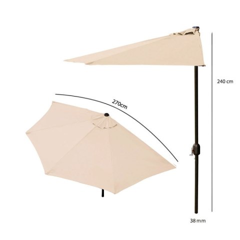 PARASOL OGRODOWY PÓŁ-PARASOL ŚCIENNY NA TARAS 2,7 M BEŻOWY MULTIGARDEN