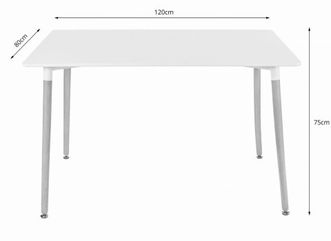 STÓŁ DO JADALNI DREWNIANY PROSTOKĄTNY 120CM X 80CM - BIAŁY STÓŁ DO JADALNI DREWNIANY PROSTOKĄTNY 120CM X 80CM - BIAŁY