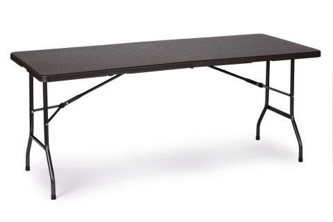 ZESTAW CATERINGOWY STÓŁ BANKIETOWY 180CM 2 ŁAWKI RATAN BRĄZ MODERNHOME