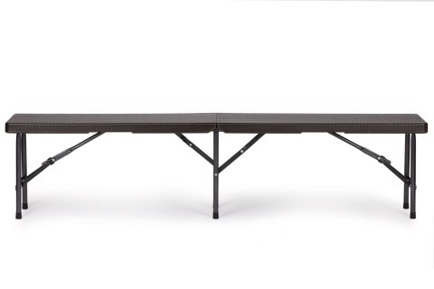 ZESTAW CATERINGOWY STÓŁ BANKIETOWY 180CM 2 ŁAWKI RATAN BRĄZ MODERNHOME