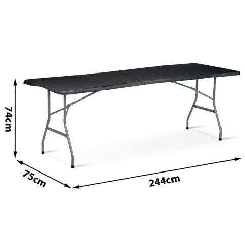 Stół cateringowy ogrodowy składany 244 cm Plonos czarny Stół cateringowy ogrodowy składany 244 cm Plonos czarny