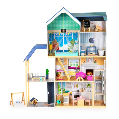 Domek dla lalek duży drewniany 138 cm Rezydencja Maya 28 el. ECOTOYS Domek dla lalek duży drewniany 138 cm Rezydencja Maya 28 el. ECOTOYS