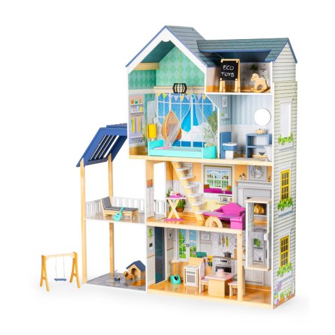 Domek dla lalek duży drewniany 138 cm Rezydencja Maya 28 el. ECOTOYS Domek dla lalek duży drewniany 138 cm Rezydencja Maya 28 el. ECOTOYS