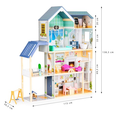 Domek dla lalek duży drewniany 138 cm Rezydencja Maya 28 el. ECOTOYS Domek dla lalek duży drewniany 138 cm Rezydencja Maya 28 el. ECOTOYS