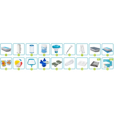 BASEN OGRODOWY STELAŻOWY PRISM FRAME 488 X 244 X 107 CM 18W1 INTEX 26792