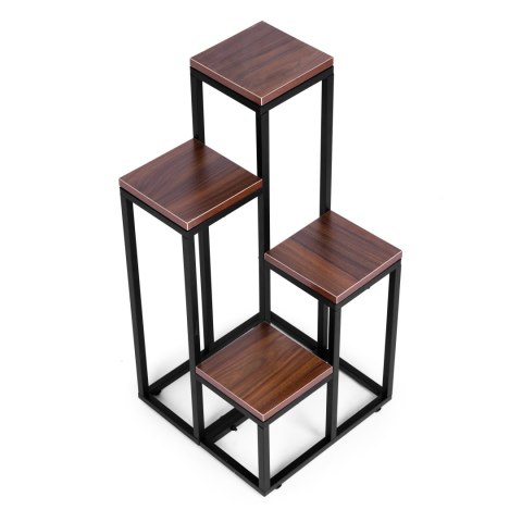 Kwietnik regał na kwiaty ozdoby 4 półki metal MDF ciemny orzech ModernHome Kwietnik regał na kwiaty ozdoby 4 półki metal MDF ciemny orzech ModernHome