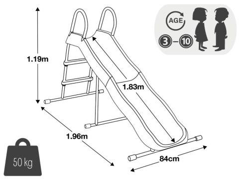 ZJEŻDŻALNIA DLA DZIECI OGRODOWA ŚLIZG 183 CM STAL TWORZYWO - 44106 INTEX