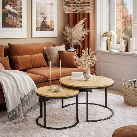 Zestaw stolików kawowych 2 szt. okrągłe loftowy design ModernHome Zestaw stolików kawowych 2 szt. okrągłe loftowy design ModernHome