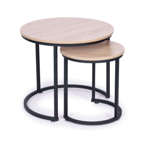 Zestaw stolików kawowych 2 szt. okrągłe loftowy design ModernHome Zestaw stolików kawowych 2 szt. okrągłe loftowy design ModernHome