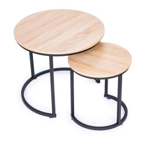 Zestaw stolików kawowych 2 szt. okrągłe loftowy design ModernHome Zestaw stolików kawowych 2 szt. okrągłe loftowy design ModernHome