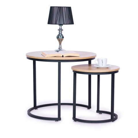 Zestaw stolików kawowych 2 szt. okrągłe loftowy design ModernHome Zestaw stolików kawowych 2 szt. okrągłe loftowy design ModernHome