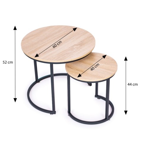 Zestaw stolików kawowych 2 szt. okrągłe loftowy design ModernHome Zestaw stolików kawowych 2 szt. okrągłe loftowy design ModernHome