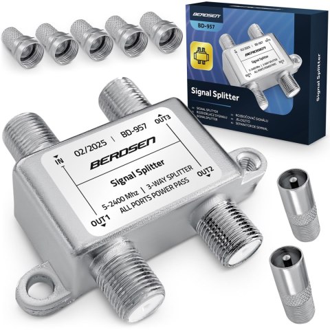 Splitter antenowy rozgałęźnik pasywny 3-wejściowy 5-2400 MHz Berdsen BD-957