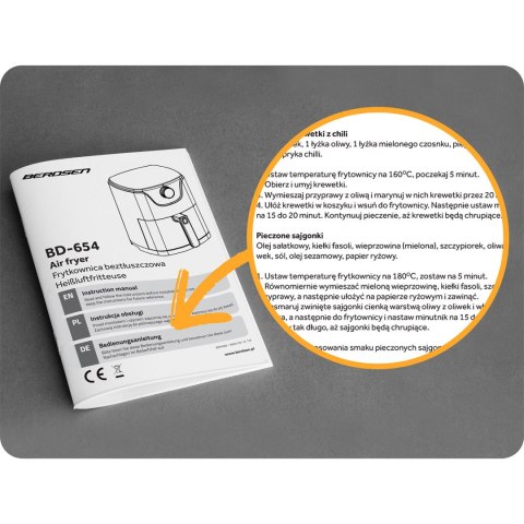 Frytkownica beztłuszczowa Air fryer Berdsen BD-654 czarna