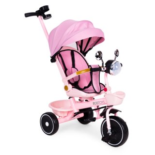 Rowerek trójkołowy dla dzieci spacerówka obracane siedzisko pchacz różowy ECOTOYS