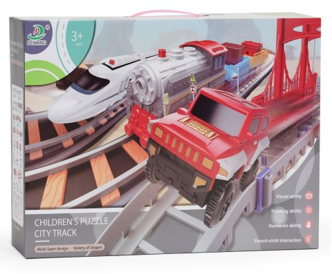 Kolejka i auto na baterie dwa tory miasto 108 el.