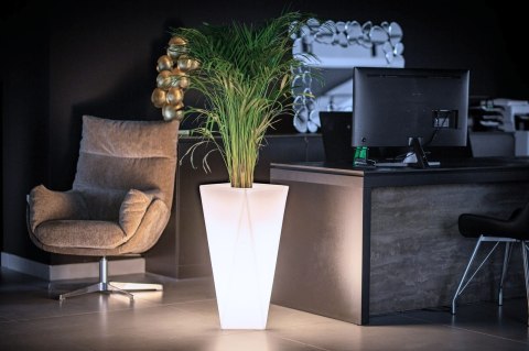 DESIGNERSKA DONICA MONUMO VASO BIAŁA Z OŚWIETLENIEM