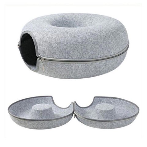 LEGOWISKO DLA KOTA DONUT TUNEL ŁÓŻKO 50CM - SZARY LEGOWISKO DLA KOTA DONUT TUNEL ŁÓŻKO 50CM - SZARY