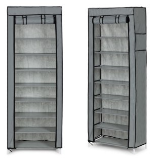 SZAFA TEKSTYLNA MATERIAŁOWA GARDEROBA Z PÓŁKAMI NA UBRANIA I BUTY MODERNHOME