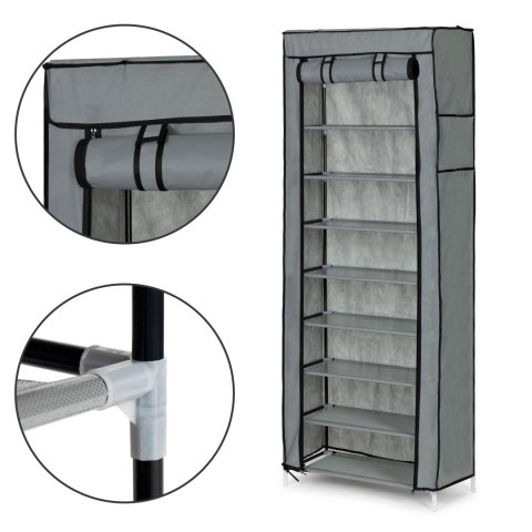 SZAFA TEKSTYLNA MATERIAŁOWA GARDEROBA Z PÓŁKAMI NA UBRANIA I BUTY MODERNHOME