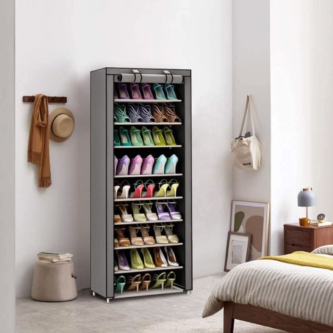 SZAFA TEKSTYLNA MATERIAŁOWA GARDEROBA Z PÓŁKAMI NA UBRANIA I BUTY MODERNHOME
