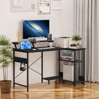 BIURKO NAROŻNE KOMPUTEROWE STÓŁ 3 PÓŁKI CZARNY MODERNHOME