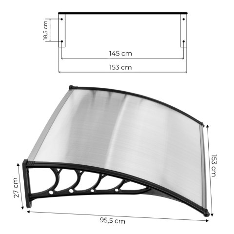 DASZEK NAD DRZWI 150X100 CM ZADASZENIE OSŁONA POLIWĘGLAN MODERNHOME