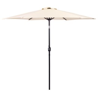 DUŻY PARASOL OGRODOWY SKOŚNY ŁAMANY Z KORBĄ 6 ŻEBER BEŻOWY 270 CM MULTIGARDEN