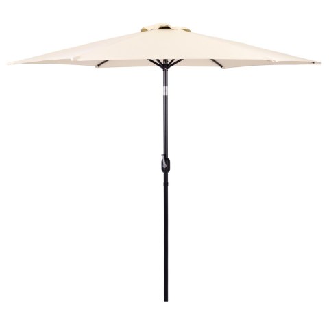 DUŻY PARASOL OGRODOWY SKOŚNY ŁAMANY Z KORBĄ 6 ŻEBER BEŻOWY 270 CM MULTIGARDEN