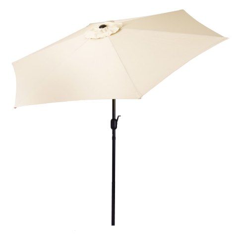 DUŻY PARASOL OGRODOWY SKOŚNY ŁAMANY Z KORBĄ 6 ŻEBER BEŻOWY 270 CM MULTIGARDEN