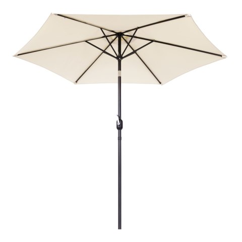 DUŻY PARASOL OGRODOWY SKOŚNY ŁAMANY Z KORBĄ 6 ŻEBER BEŻOWY 270 CM MULTIGARDEN