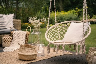 FOTEL WISZĄCY BOHO HUŚTAWKA OGRODOWA Z PODUSZKĄ