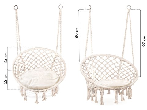 FOTEL WISZĄCY BOHO HUŚTAWKA OGRODOWA Z PODUSZKĄ