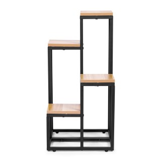 KWIETNIK REGAŁ NA KWIATY OZDOBY 4 PÓŁKI METAL MDF JASNY ORZECH MODERNHOME