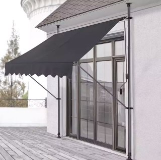 MARKIZA PRZECIWSŁONECZNA BALKONOWA 200X120 CM REGULACJA WYSOKOŚCI WODOODPORNA KORBKA RĘCZNA SZARA MULTIGARDEN