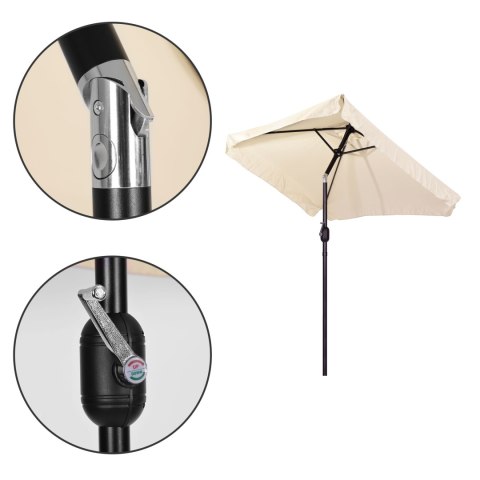 PROSTOKĄTNY DUŻY PARASOL OGRODOWY SKOŚNY ŁAMANY Z KORBĄ BEŻOWY 200X140 CM MULTIGARDEN