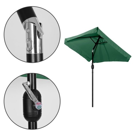 PROSTOKĄTNY DUŻY PARASOL OGRODOWY SKOŚNY ŁAMANY Z KORBĄ ZIELONY 200X140 CM MULTIGARDEN