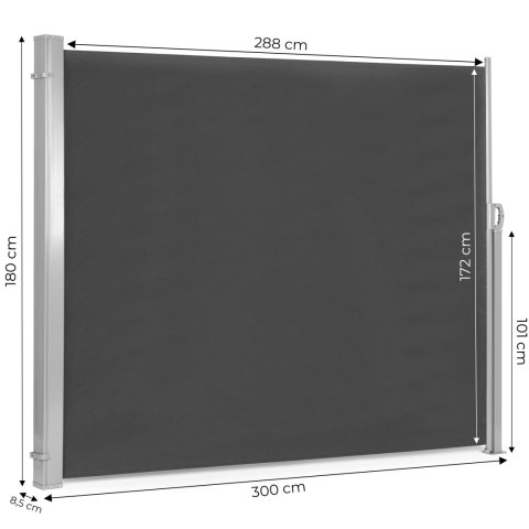 SKŁADANA MARKIZA 300X180 CM BOCZNA ROLETA PARAWAN DO OGRODU NA TARAS ANTRACYT MULTIGARDEN