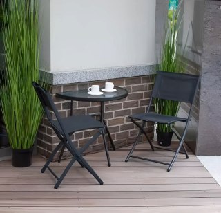 STOLIK PÓŁOKRĄGŁY SZKLANY KAWOWY NA BALKON TARAS PATIO CZARNY