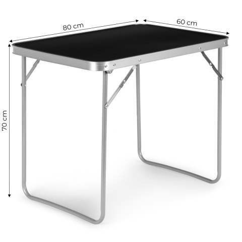 STOLIK TURYSTYCZNY STÓŁ PIKNIKOWY SKŁADANY BLAT 80X60 CM CZARNY MULTIGARDEN